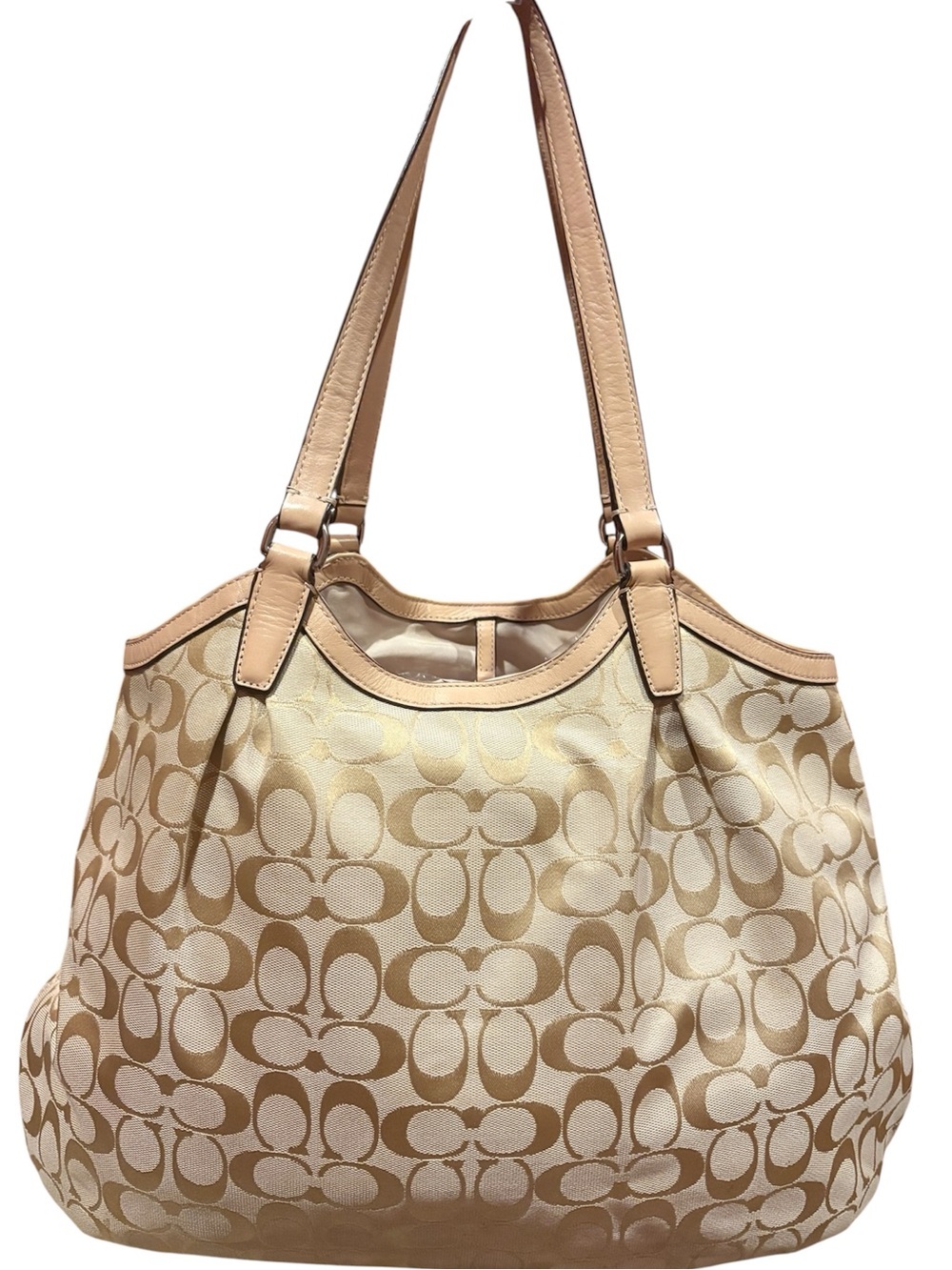 Coach Signature Canvas Shoulder Bag in Beige and Pink - Picture 3 of 7